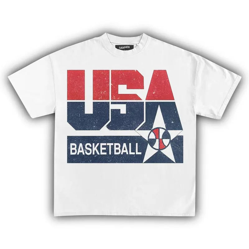 USA Basketball Vintage Tee, Retro American Basketball Graphic T-Shirt, for men, for woman