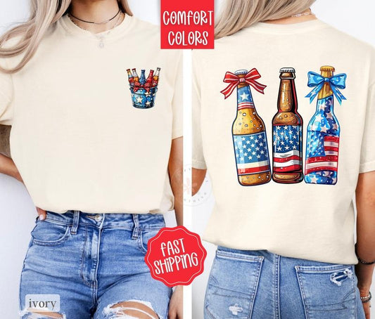 USA Bottles Shirt Comfort Colors, America Shirt for July 4th, Memorial Day Shirt, USA Shirt, Election Shirt, Patriotic Bottle Shirt