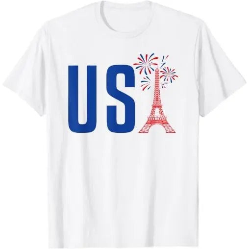 USA Eiffel Tower Team Souvenir - France Paris Holiday T-Shirt Made in USA
