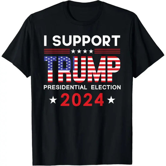 USA Flag I Support Donald Trump Presidential Election 2024 T-Shirt made in usa