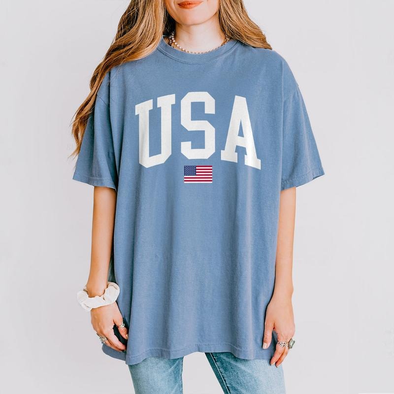 USA Flag Shirt, 4th of July Shirt, Big USA Tshirt, USA Comfort Shirt, USA Flag Comfort Tee, Usa Comfort Colors Tee, Usa Shirt, Retro USA T-Shirt, Independence Day Shirt, Retro 4th Of July Outfits, Independence Day Parade Outfits, Women Top