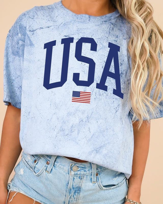 USA Flag, America, Patriotic, Blue, 4th of July Color Blast, Comfort Colors Tshirt, Women's Comfort Color Tee, Tshirt