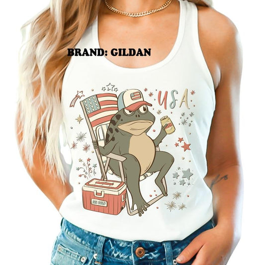 USA Frog GILDAN BRAND Shirt - Women's Clothing Direct to Garment Printed USA Unisex Sizing