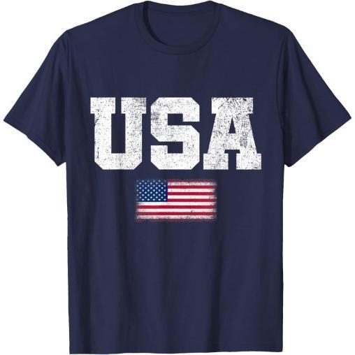 USA Men Patriotic American US Flag July 4th T-Shirt Made in USA