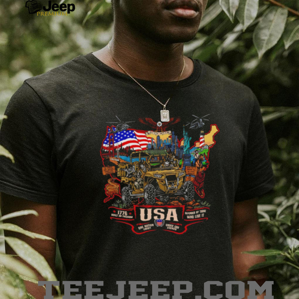 USA Patriotic 1776 Built On Freedom Off Road Adventure Military Graphic T Shirt