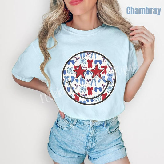 USA Ribbon Happy Face Comfort Colors T-Shirt 'NLB'