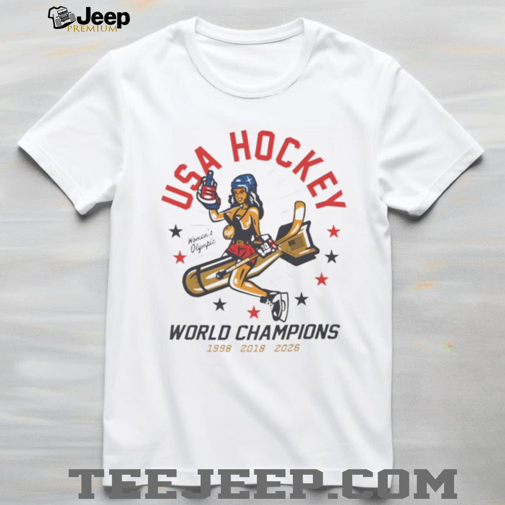 USA Women’s Hockey World Champions 1998 2018 2026 Retro Pin up T Shirt