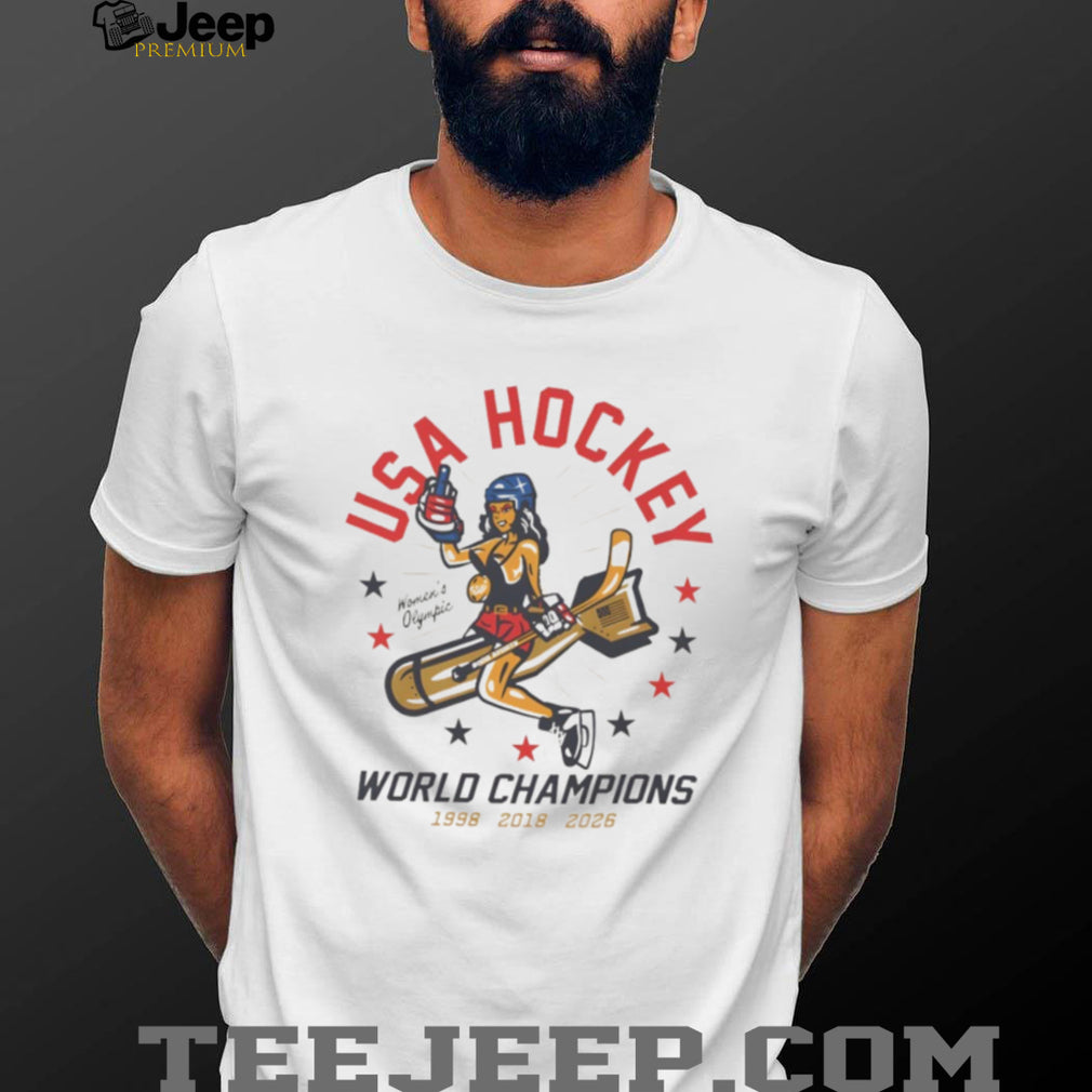 USA Women’s Hockey World Champions 1998 2018 2026 Retro Pin up T Shirt