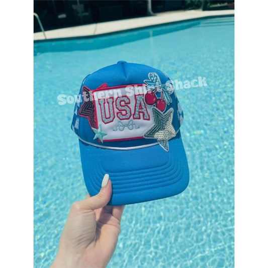 USA girly collage trucker hat