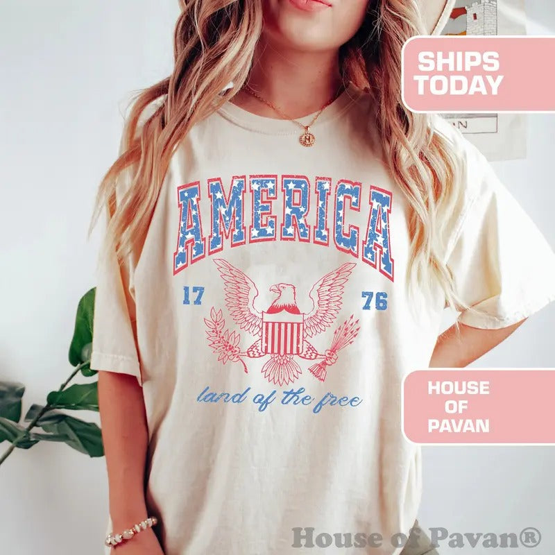 USA shirt, Summer BBQ t-shirt, Red White and Blue, America Tee, Women's 4th of July, Fourth of July Shirt T-Shirt, 1776 Tee