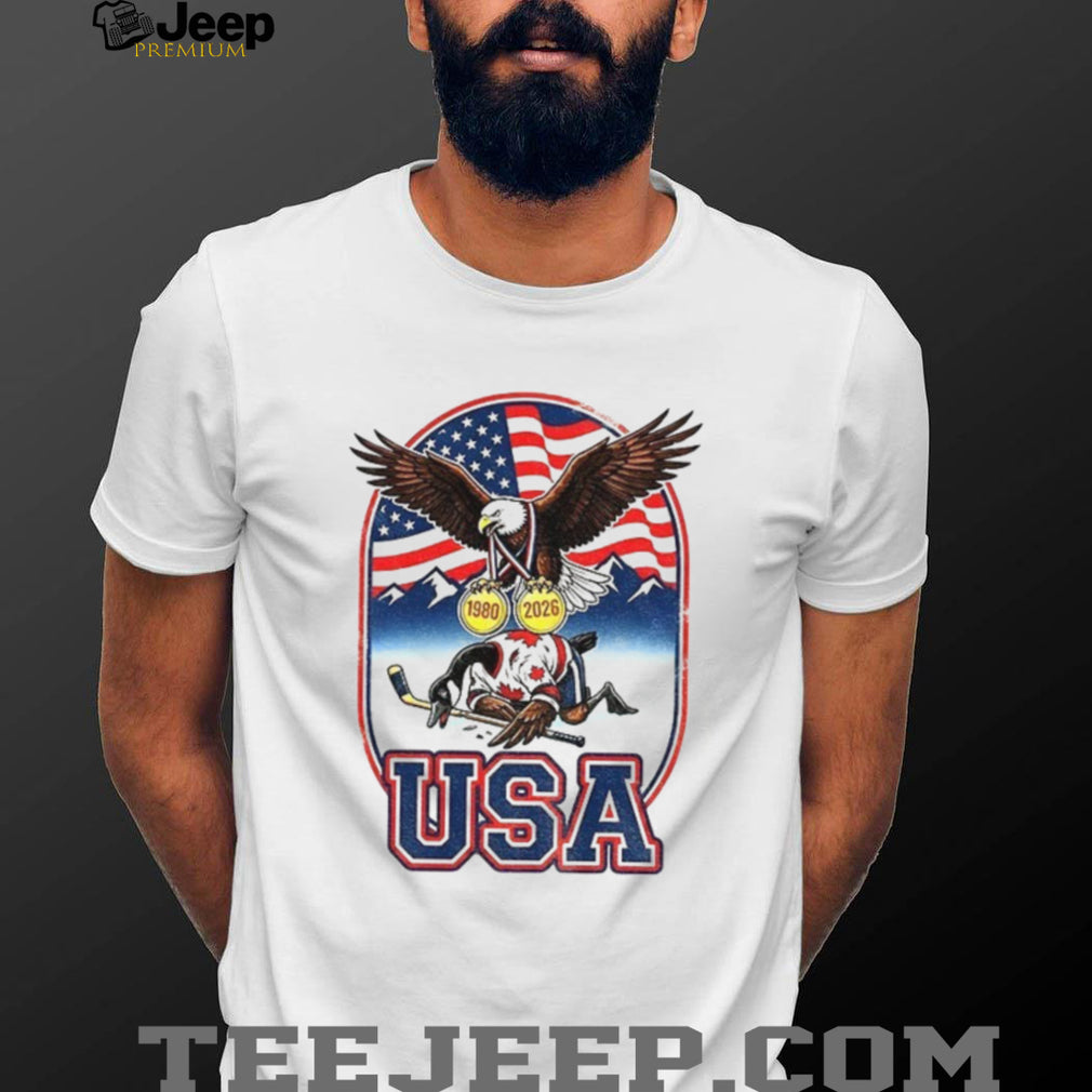USA vs Canada Ice Hockey 1980 & 2026 Gold Medal Eagle Victory T Shirt
