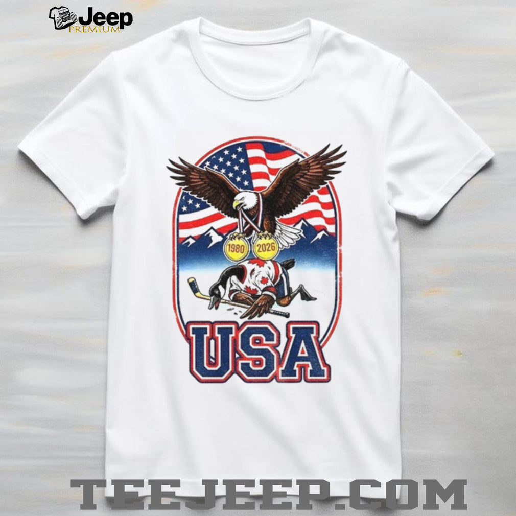 USA vs Canada Ice Hockey 1980 & 2026 Gold Medal Eagle Victory T Shirt