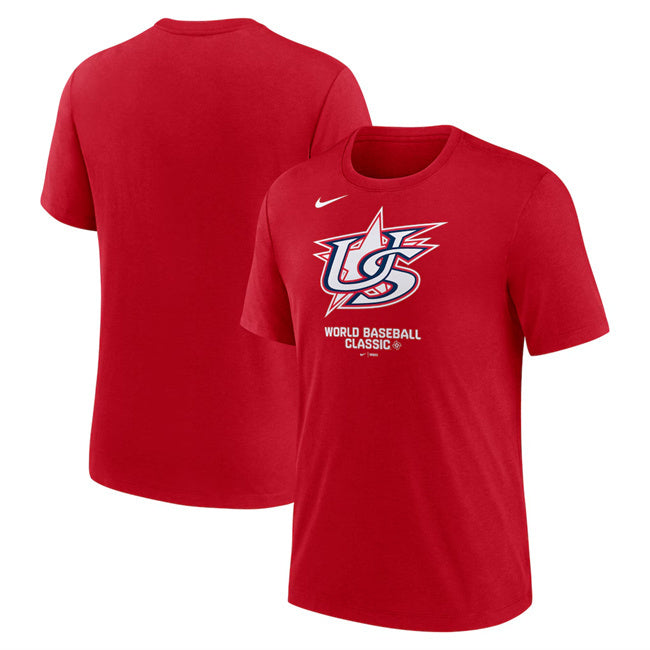 USA Baseball Red 2026 World Baseball Classic Logo Tri-Blend T-Shirt