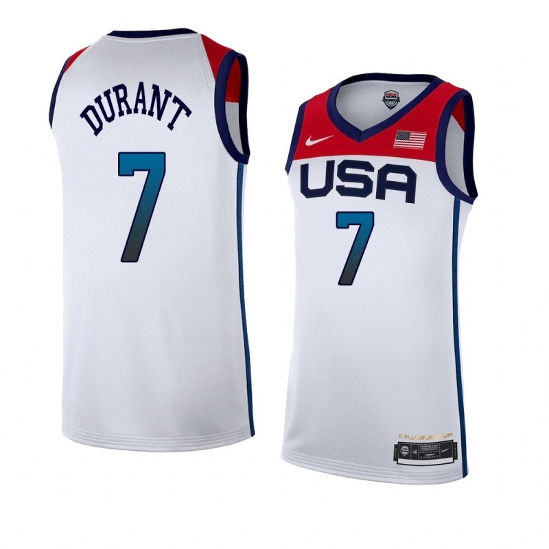 USA Dream Team 14 #7 Durant Tokyo Olympics Team USA White Style 4