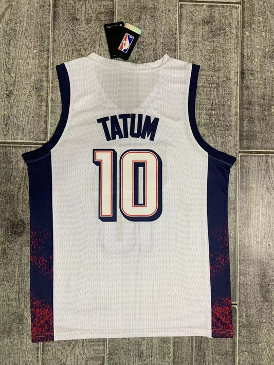 USA #10 Jayson Tatum 2024 Team USA 10 White Print Style 1