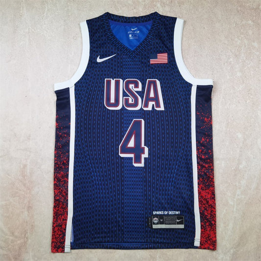 USA #4 Stephen Curry Hot Press Dream Team 16 Navy Striped 6 # s-xxl Style 2