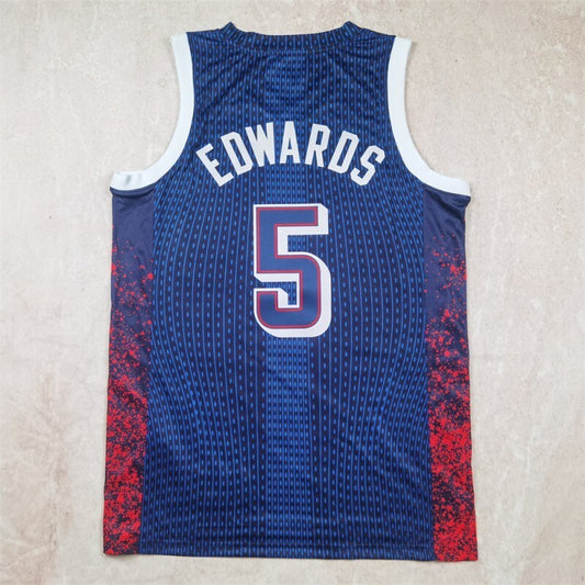 USA #5 Anthony Edwards Hot Press Dream Team 16 Navy Striped 6 # s-xxl Style 1