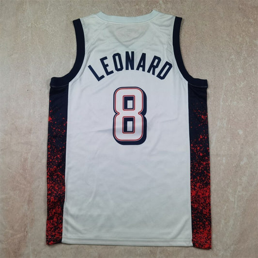USA #8 Kawhi Leonard Hot Press Dream Team 16 White s-xxl Style 1