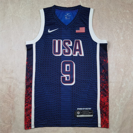 USA #9 Tyrese Haliburton Hot Press Dream Team 16 Navy Striped 6 # s-xxl Style 2