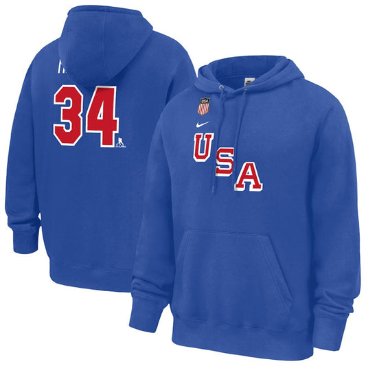 US Hockey #34 Auston Matthews Royal 2026 Name & Number Hoodie