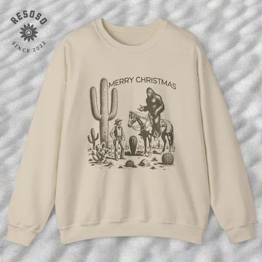Ugly Christmas Sweater, Funny Western Cowboy And Bigfoot Shirt, Vintage 90s Weirdcore Meme Sweatshirt, Sasquatch and Cowboy  T-shirt, sweater and Hoodie
