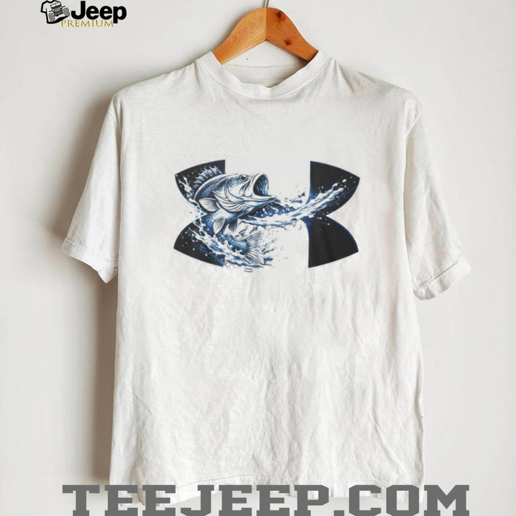Under Armour Style Fishing Bass Splash Graphic Grey T Shirt