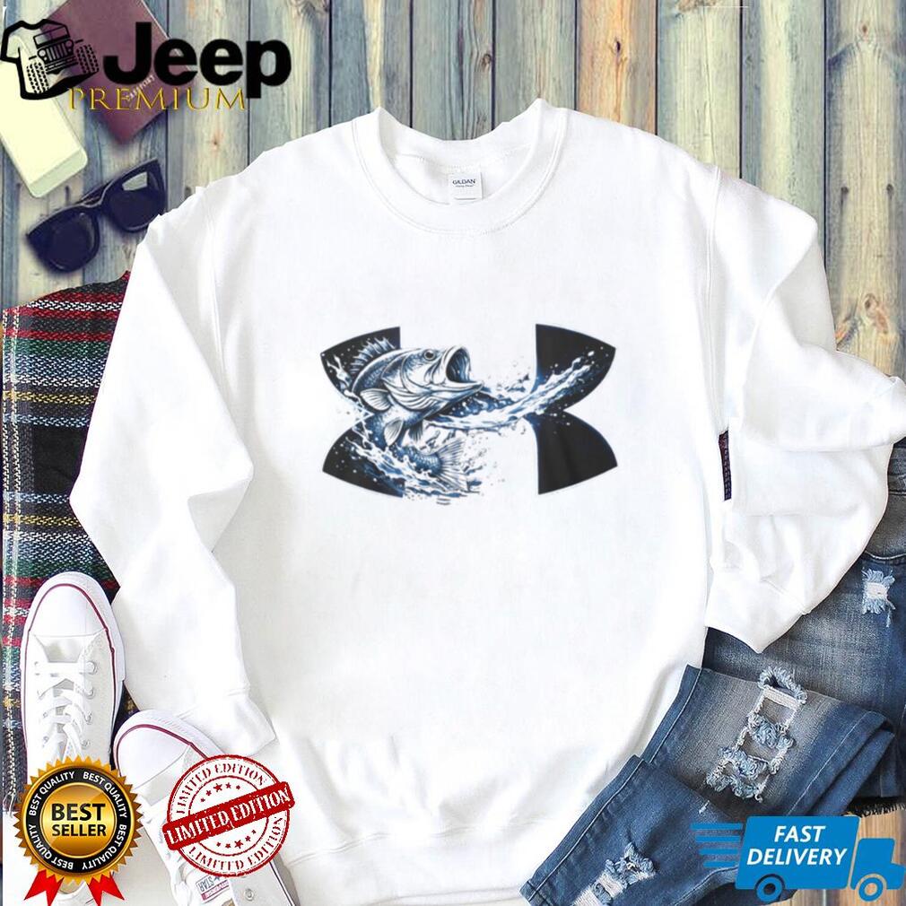 Under Armour Style Fishing Bass Splash Graphic Grey T Shirt