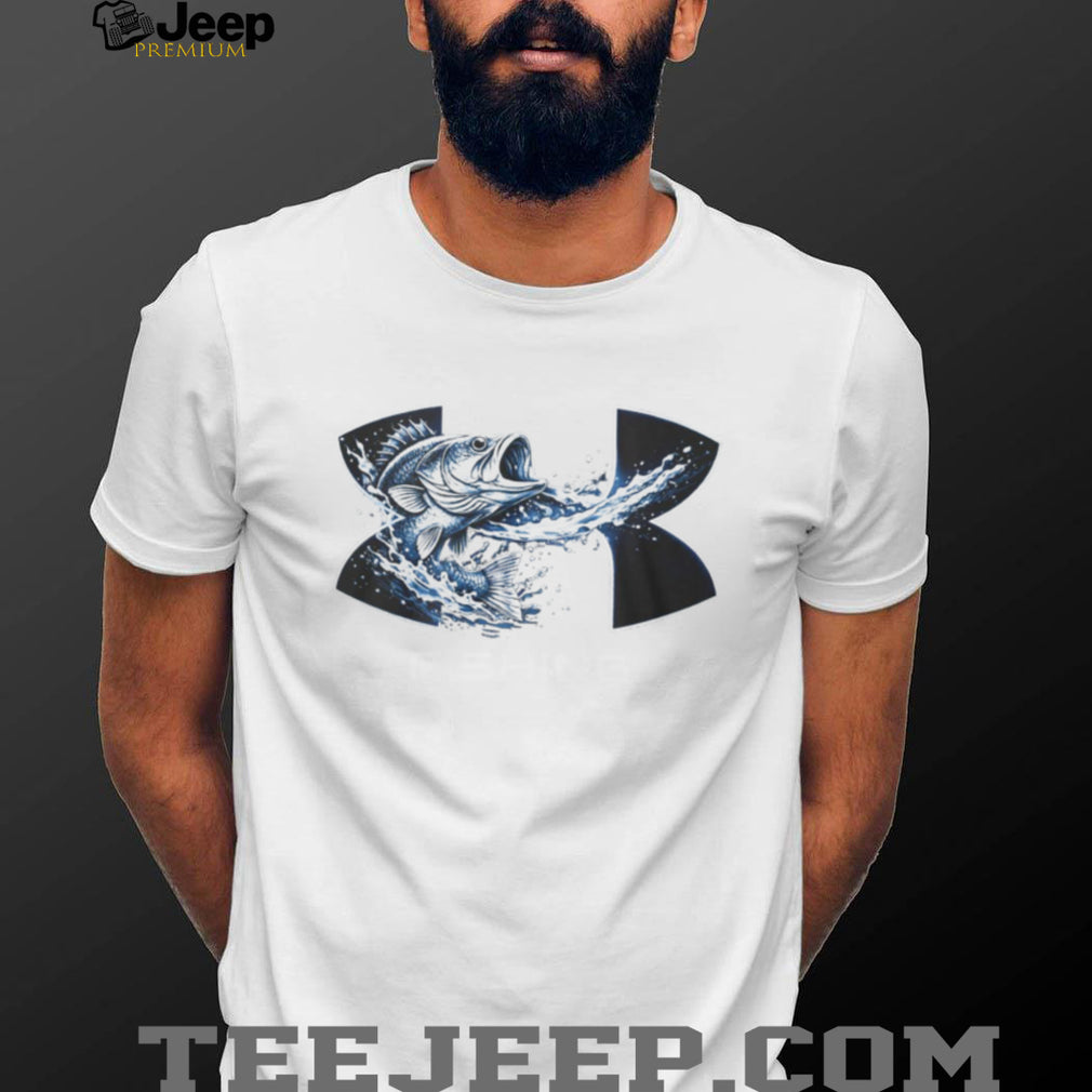 Under Armour Style Fishing Bass Splash Graphic Grey T Shirt