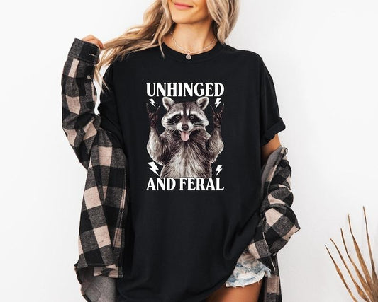 Unhinged and Feral Racoon Tshirt, Funny Meme Sweatshirt, Funny Racoon Shirt, Vintage Feral Racoon Sweatshirt, Oversized Womenswear