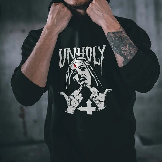 Unholy Nun Printed Men's Hoodie, Sweatshirt, Naughty Clothes Men,Comfort Errands, Classic Cotton Fabric Menswear, Women's Clothing, Sweatshirt Color, Unisex Hoodie, Merch gift, Retro Unisex, Trendy Hoodie, Sweatshirt Sport T-Shirt Spandex Oversized
