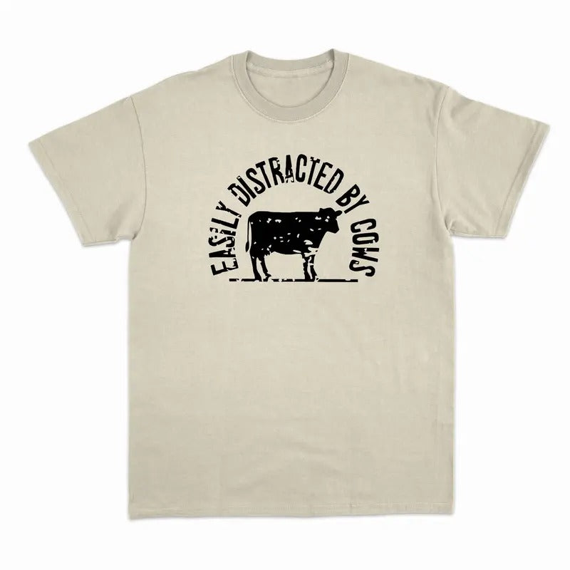 Unisex  Cow Shirt, Easily Distracted By Cows, cute Cow T-Shirt  , Sweatshirt  and Hoodie | WearSparks.com