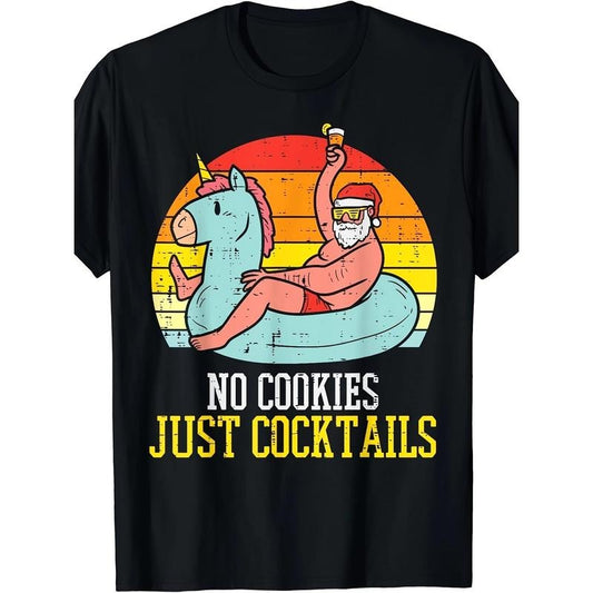 Unisex Cotton T-Shirt with Geometric Santa Claus Graphic, Casual Round Neck, Stretch Fabric, Perfect for Sports, Yoga, Running, and Holiday Parties - Gift for Parents and Grandparents Made in USA