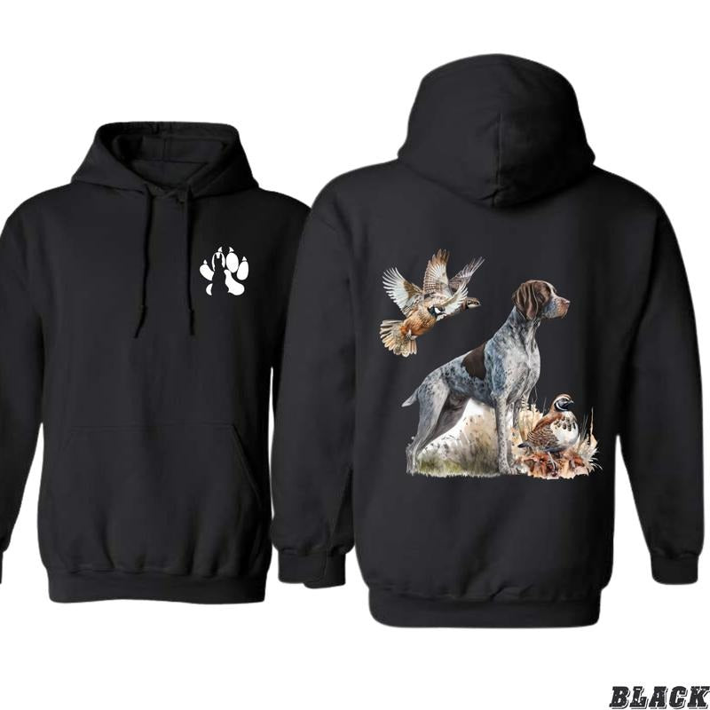 Unisex Hunting Dog Hoodie with Detailed Bird and Quail Design for Upland Game Enthusiasts - hoodies for men, Sweatshirts,...