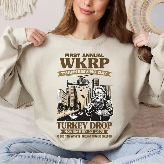 Unisex Thanksgiving Day Sweatshirt T-Shirt with Movie Quote - Loose Fit, 50% Cotton and Polyester - Pullover, Fabric