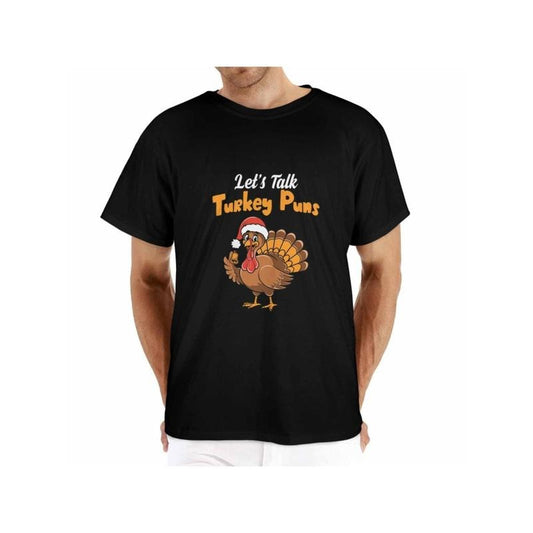 Unisex Thanksgiving Turkey Graphic T-Shirt, 100% Cotton Crew Neck Casual Tee, Slight Stretch Knit Fabric, All-Season Printed Top for Adults - Perfect Gift for Christmas, New Year, Birthday Made in USA