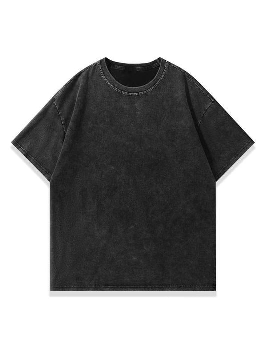 Unisex's Solid Color Wash Distressed Short Sleeve Tee, Casual Loose Fit T-shirt for Summer, Fashion Women's Top for Daily Wear
