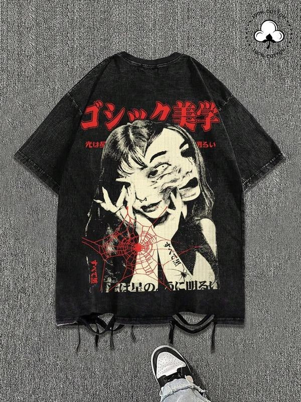 Unisex's Vintage Graphic Print Round Neck Tee, Casual Fashion Short Sleeve T-shirt for Daily Wear, Men's Summer Clothes, Top, Cotton