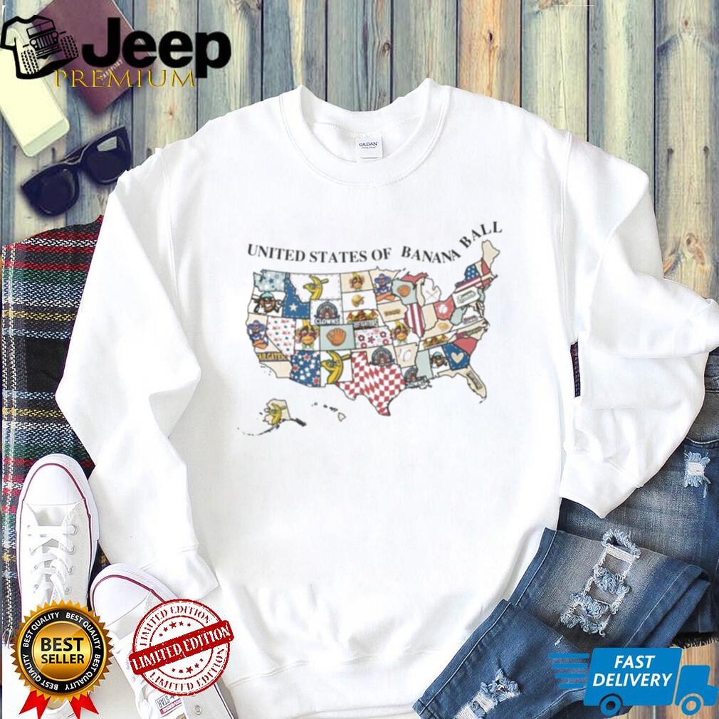 United States Of Banana Ball Team Mascot US Map Graphic T Shirt