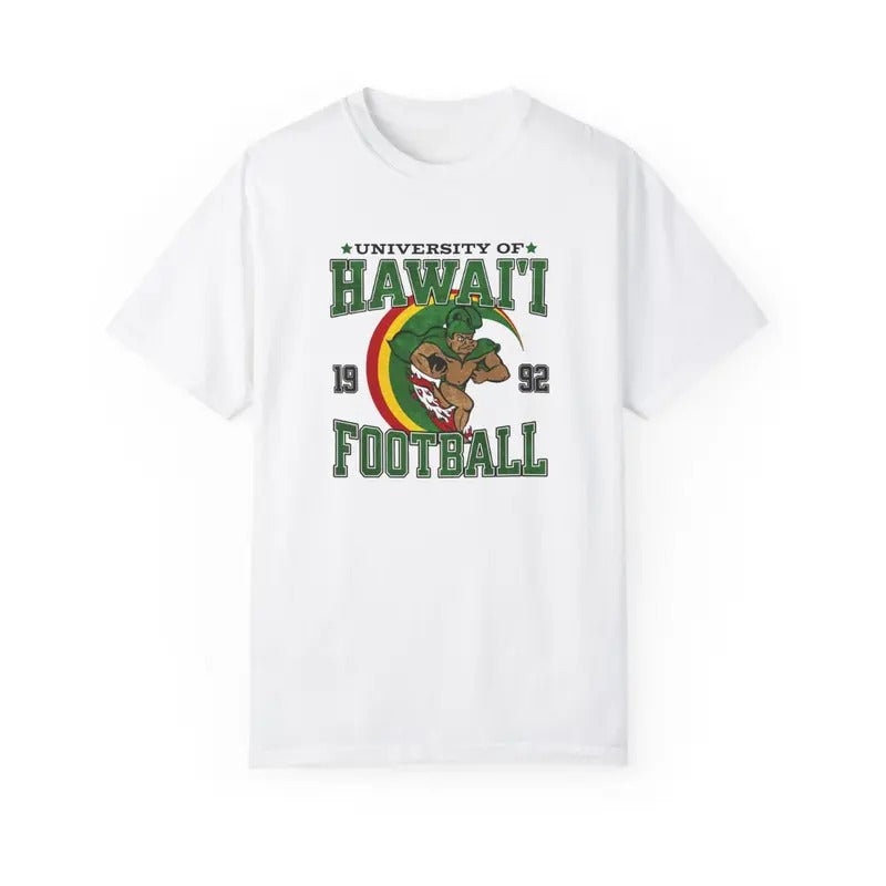 University of Hawaii, UH manoa, sports specialties university of hawaii, vintage hawaii shirt, retro university of hawaii football Menswear Top Underwear Tshirt Streetwear Man Tropical Crewneck Shortsleeve Round Neck Casual