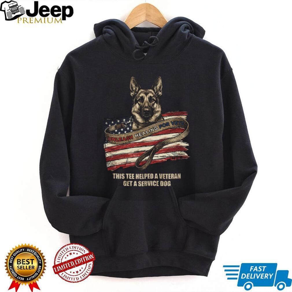 Unleash Healing For Vets Service Dog Support Patriotic Veteran T Shirt