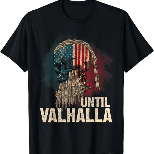 Until Valhalla Viking US Flag Vintage Shirt-Til Valhalla T-Shirt | Unisex cotton tee Gifts, Crewneck