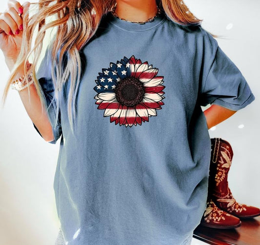 Usa Flag Flower T Shirt America Sunflower Shirt Gift For American 4th Of July Flag Graphic T-shirt Freedom Tshirt Independence Shirt  T-shirt, sweater and Hoodie