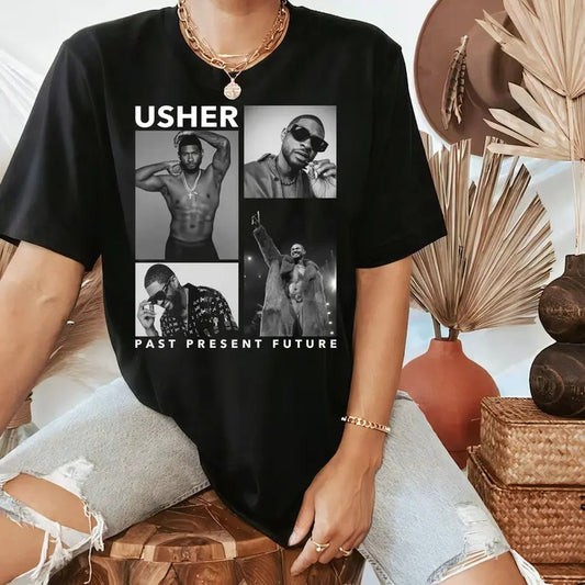 Usher 2024 Tour Past Present Future World Tour Usher Fan Merch Usher Concert World Tour Cotton Top