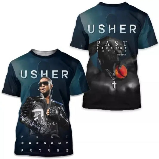 Usher Tour 2024 Shirt 3D, Usher Past Present And Future Tour
