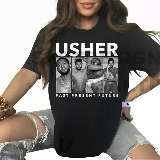 Usher Tshirt , Ussher past present future world Tour t-shirt ,Usher fan merch , Usher gift Top Womenswear