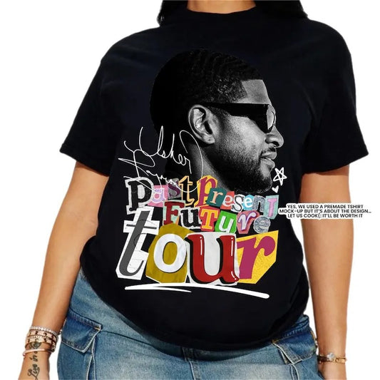 Usher Tshirt, Usher Concert Shirt, Past Present Future Tour Shirt, Concert Graphic Tshirt, Vintage Ussher Fans Club Top Womenswear Streetwear Comfort