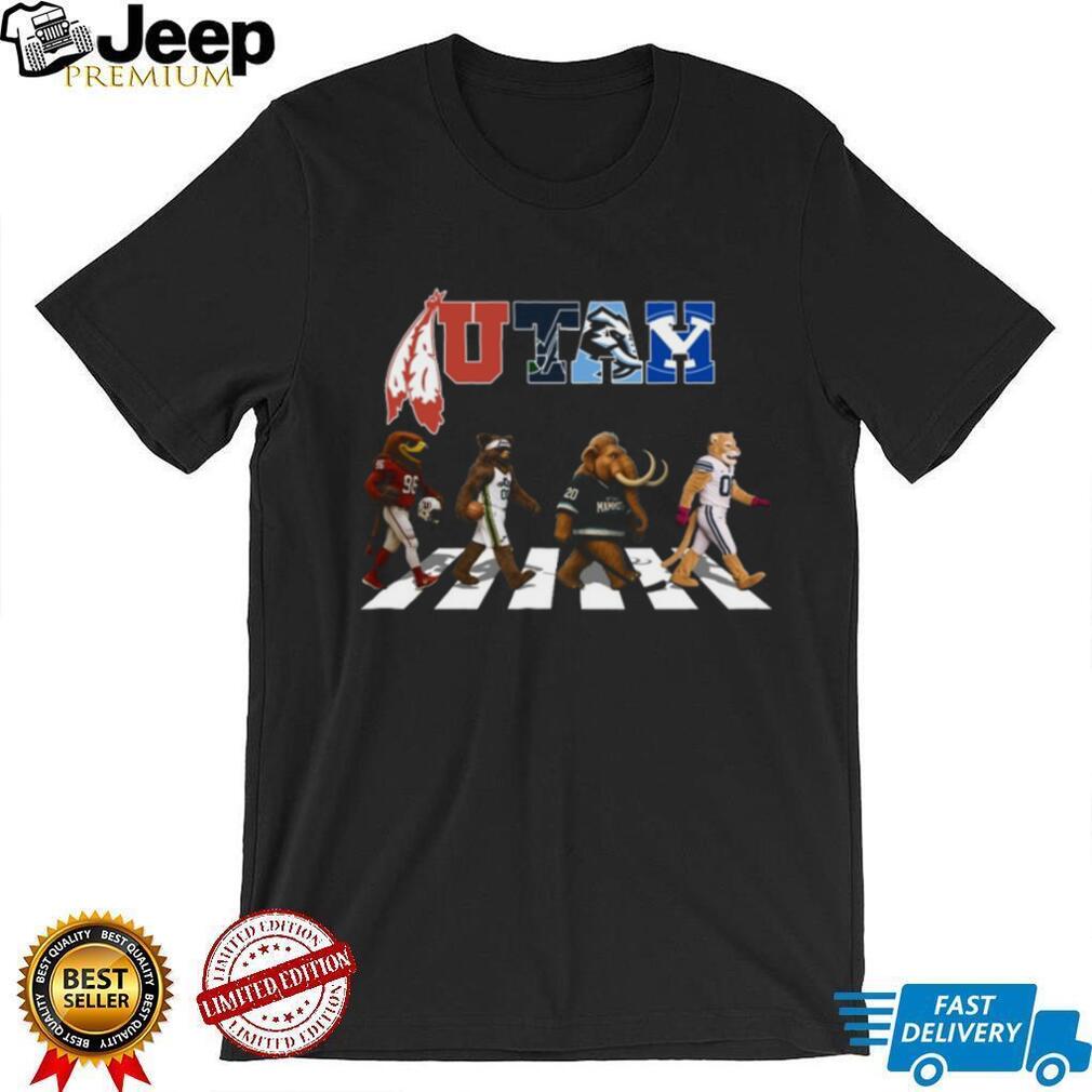 Utah Sports Mascots Abbey Road Walk University Teams & Jazz Coffee T Shirt