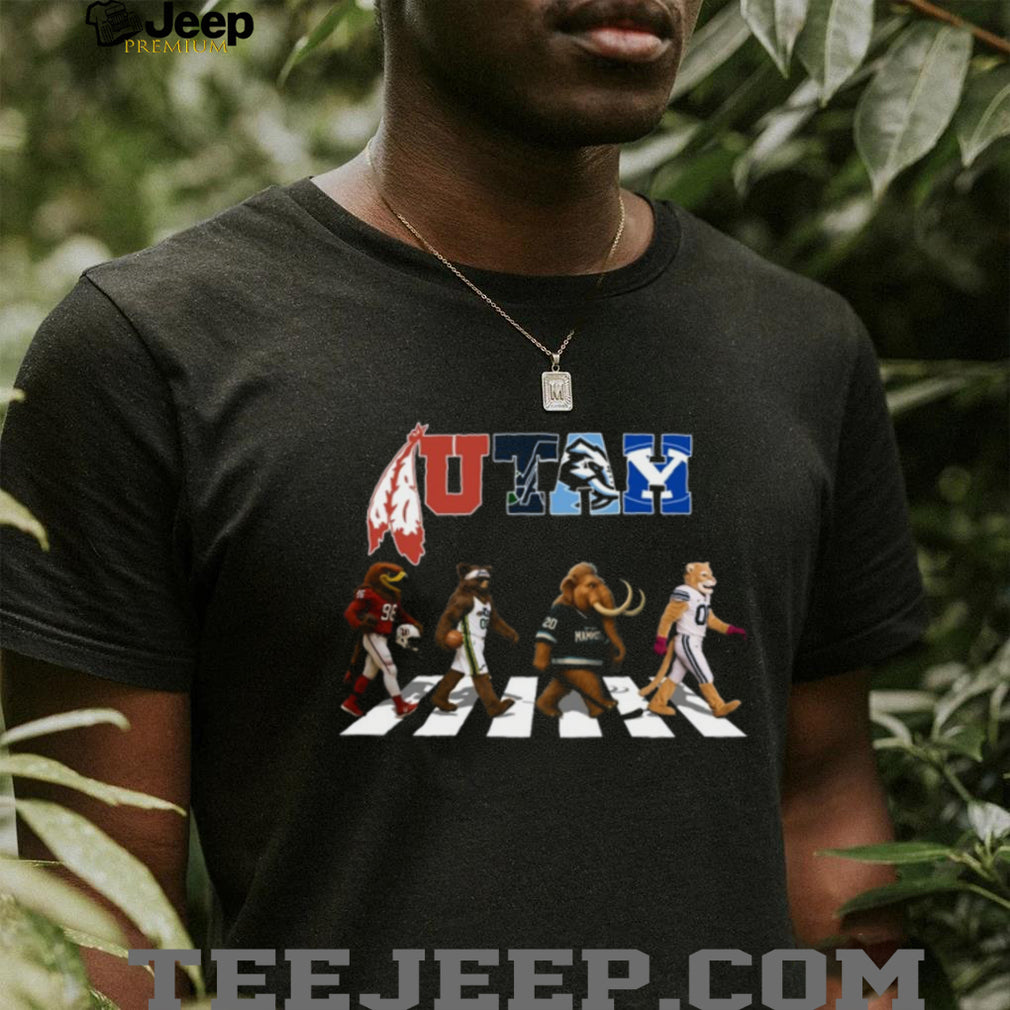 Utah Sports Mascots Abbey Road Walk University Teams & Jazz Coffee T Shirt