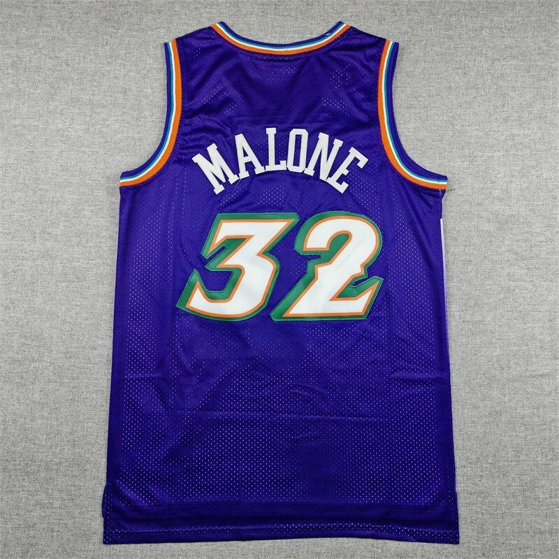 Utah Jazz #32 Karl Malone Jazz 32 Purple Gold Logo Style 1