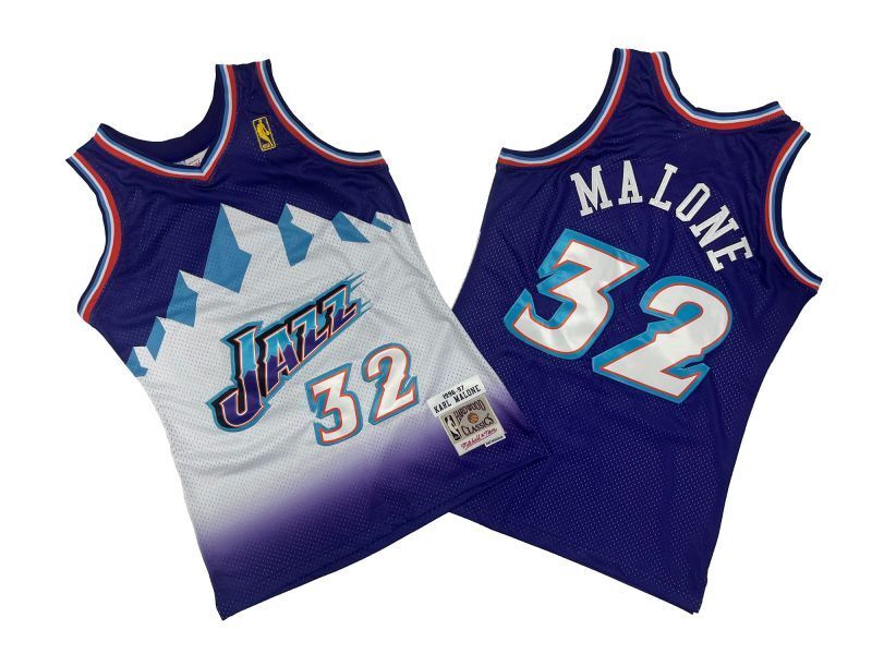 Utah Jazz #32 Karl Malone Jazz 32 # Purple 9 Edition 96-97 Season Mitchell Retro Jersey -- Karl . Malone